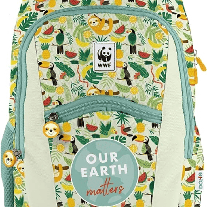 Dohe WWF Tropic Mochila Escolar - Compartimento Principal con Bolsillo Acolchado - Bolsillos Laterales para Bebidas - Espalda Acolchada - Doble Asa Su 1