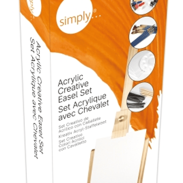 Daler Rowney Simply Creative Easel Pack de 43 Piezas - Pinturas Acrilicas - Incluye Caballete - Colores Surtidos 1