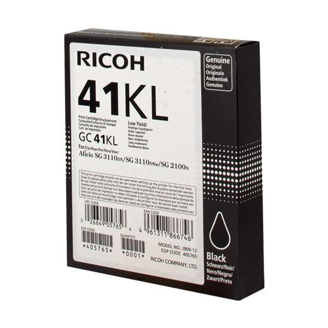 Ricoh GC41KL Negro Cartucho de Gel Original - 405765 1