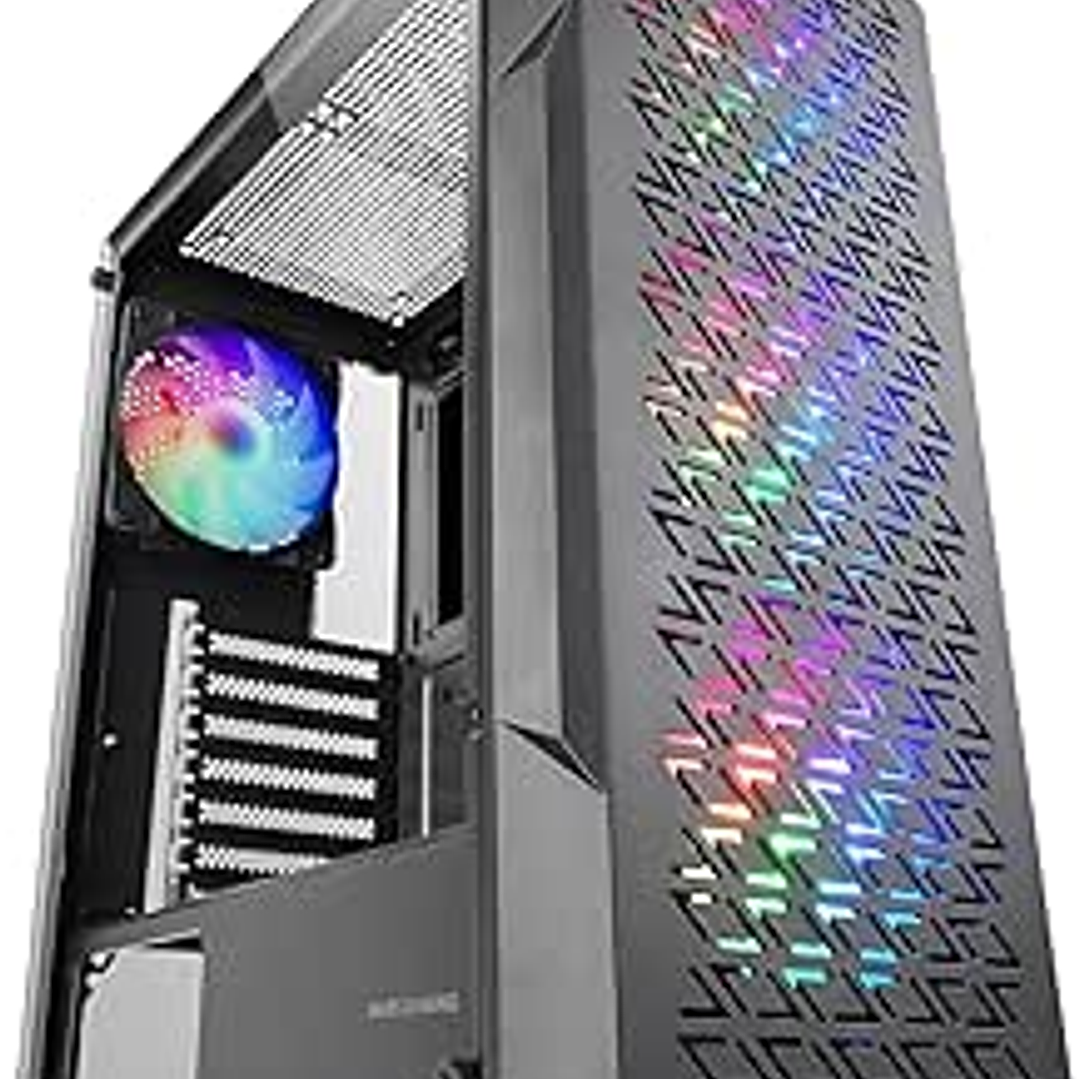 Mars Gaming MC-GEO Caja Torre ATX - 4 Ventiladores de 120mm FRGB - Rejilla Frontal Metalica - Doble Camara - 7 Ranuras de Expansion - Color Negro 1