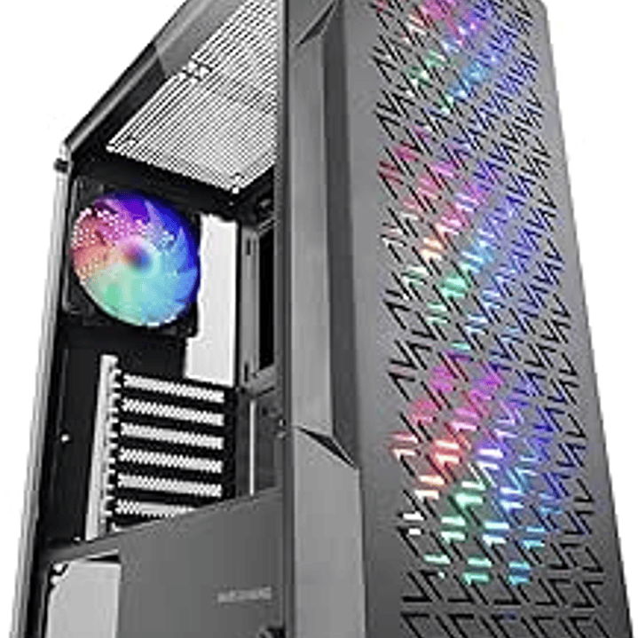 Mars Gaming MC-GEO Caja Torre ATX - 4 Ventiladores de 120mm FRGB - Rejilla Frontal Metalica - Doble Camara - 7 Ranuras de Expansion - Color Negro 1