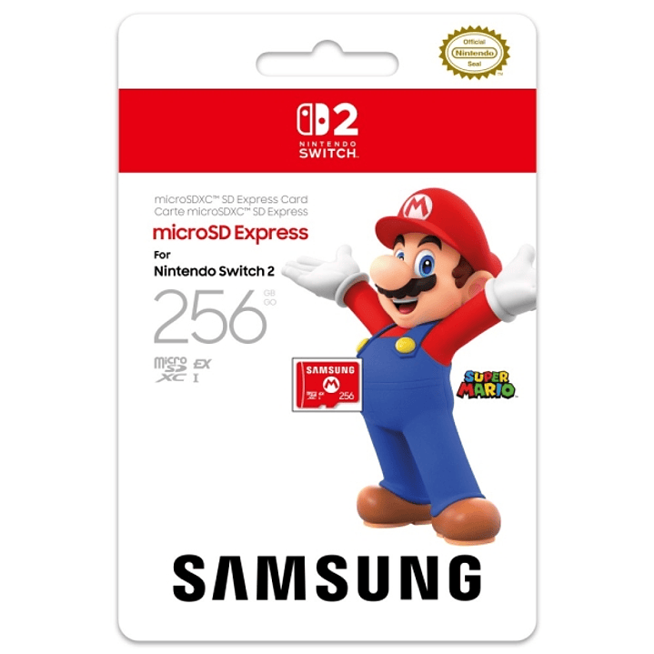 Nintendo Tarjeta Micro SD Samsung para Consola Nintendo Switch 2 - Capacidad 256Gb - Logotipo de Mario Bros - Velocidades Rapidas y Estables - Rendimi 1