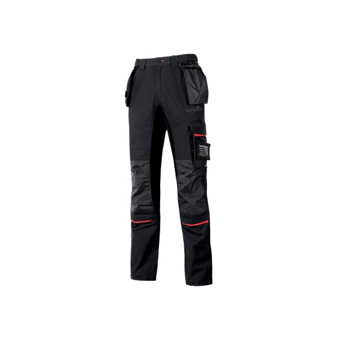 Upower Race Pantalon de Alta Calidad - Talla 50 - Multiples Bolsillos Desmontables, Cintura Ajustable, Paneles Elasticos, Proteccion DPI1, Refuerzos e 1