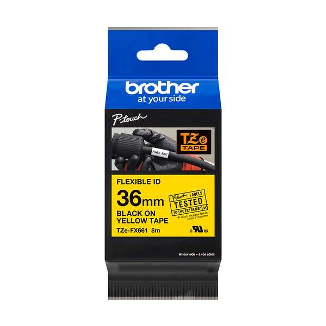 Brother TZeFX661 Cinta Laminada Flexible Original de Etiquetas - Texto negro sobre fondo amarillo - Ancho 36mm x 8 metros 1