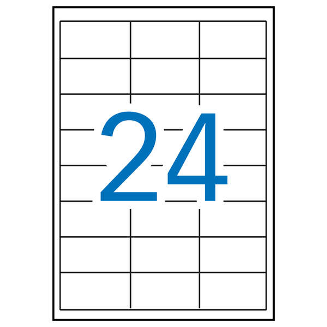 Apli Pack de 12.000 Etiquetas Rectangulares 64.6x33.8mm - 500 Hojas por 24 Etiquetas - Adhesivo Permanente - Cantos Rectos - Color Blanco 1