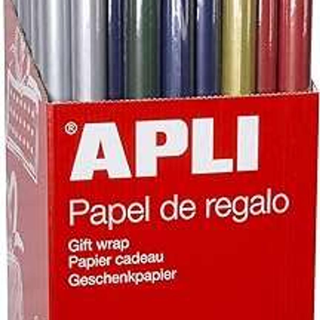 Apli Expositor de 55 Rollos de Papel Regalo Kraft - 11 Rollos por Color - Medidas del Rollo 0.70x2m - Colores Azul Oscuro, Verde Oscuro, Rojo, Oro y P 1