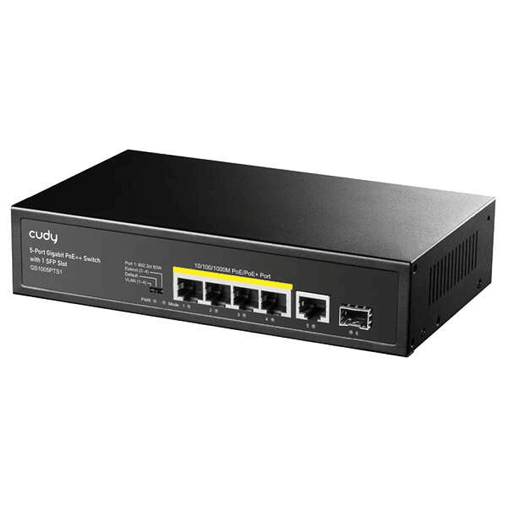 Cudy GS1005PTS1 Switch Gigabit PoE+ de 5 Puertos con 1 Puertos SFP 1