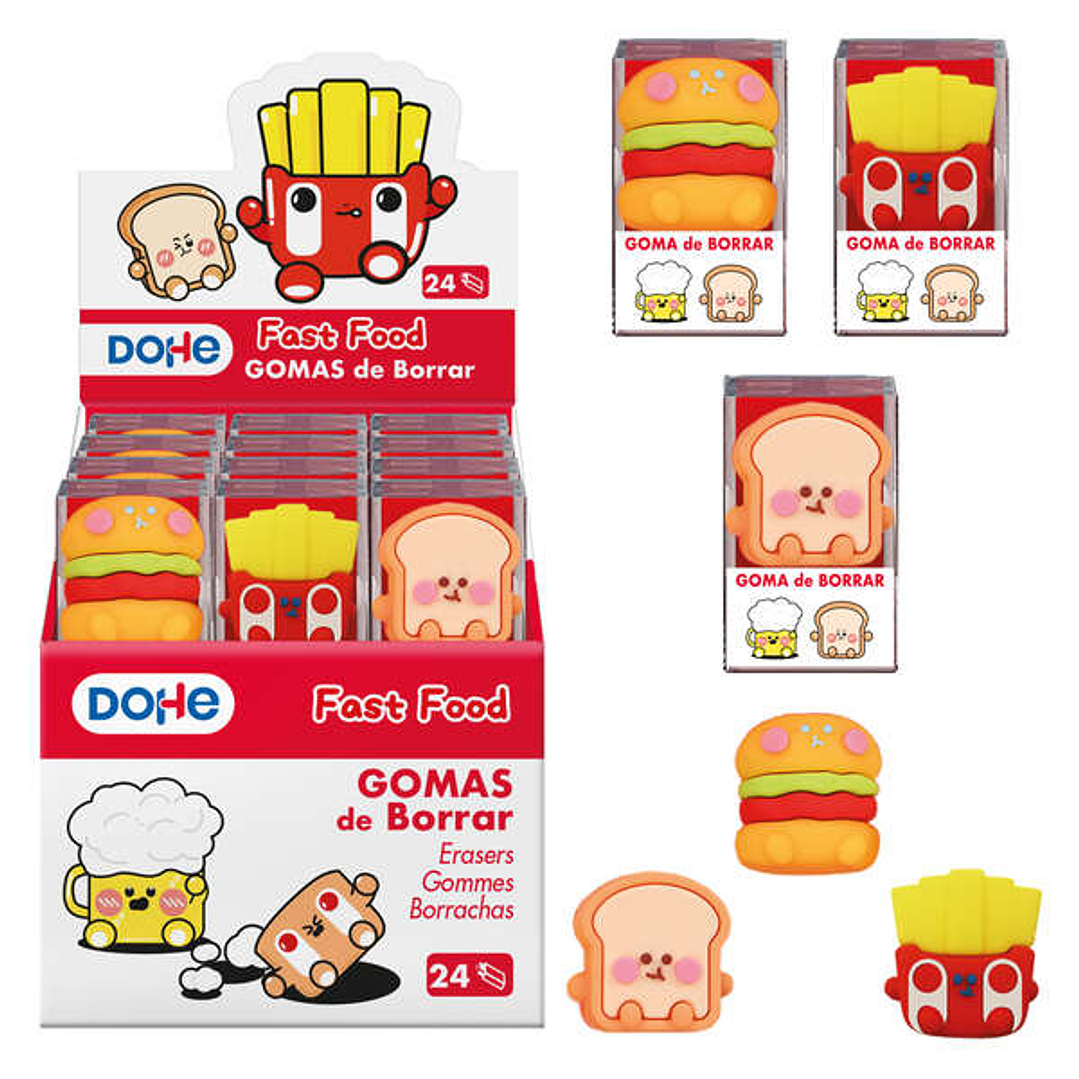 Dohe Expositor de 24 Gomas de Borrar - Fabricadas en PVC - Con Forma de Alimentos 1