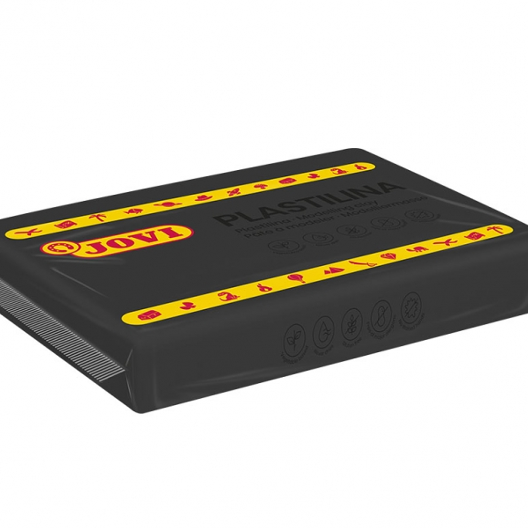 Jovi Caja de 15 Pastillas de Plastilina 350gr - 100% Vegetal - Facil de Moldear - Sin Gluten - Color Negro 1