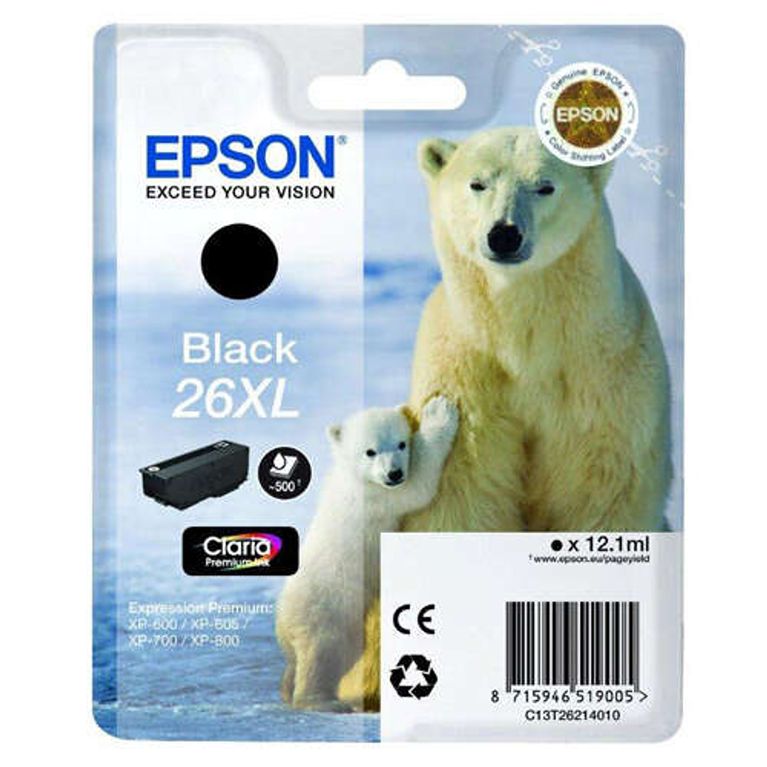 Epson T2621 (26XL) Negro Cartucho de Tinta Original - C13T26214012 1