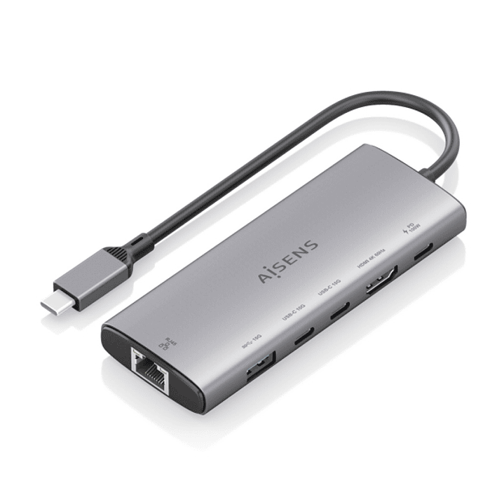 Aisens USB-C Dock 6 en 1 - USB-C a 1xHDMI - 1xRJ45 - 1xUSB-A 10G - 2xUSB-C 10G - 1xUSB-C PD 100W - 20cm - Color Gris 1