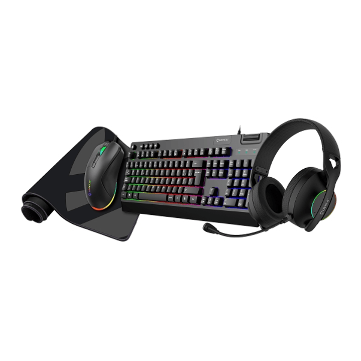 Unykach Pack Gaming NOVA 4in1 USB Teclado Multimedia + Raton 7200dpi + Auriculares con Microfono + Alfombrilla XL - Teclado Portugués - Color Negro 1