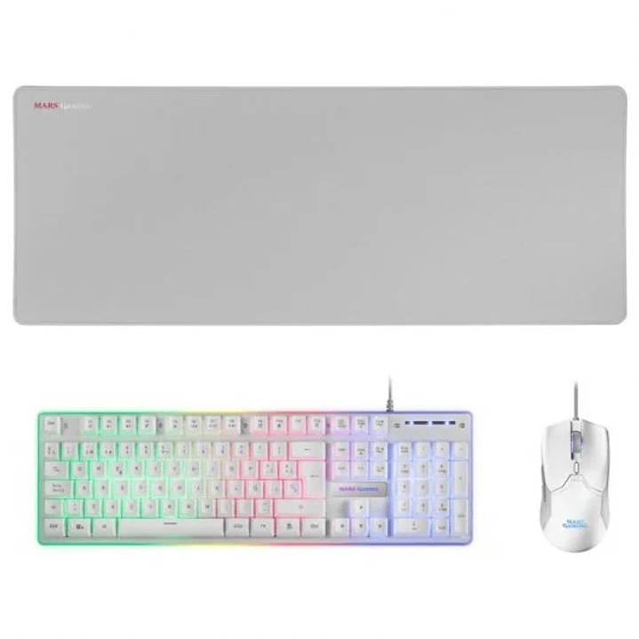 Mars Gaming Pack 3 en 1 de Teclado Tecnologia Hibrida H-Mech, Antighosting USB RGB + Raton 10000dpi USB RGB + Alfombrilla 800x300x4mm 1