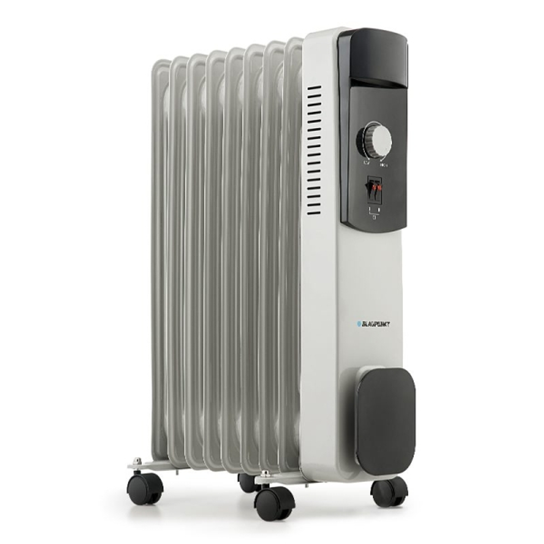 Blaupunkt Radiador de Aceite - Potencia 2000W - Ruedas - Termostato Regulable - Recogecable - Asa Lateral - Indicador Luminoso - Color Blanco y Negro 1