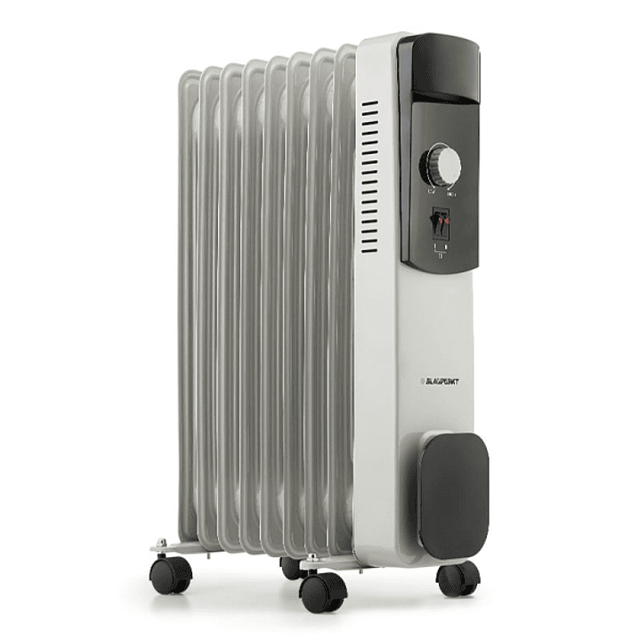 Blaupunkt Radiador de Aceite - Potencia 2000W - Ruedas - Termostato Regulable - Recogecable - Asa Lateral - Indicador Luminoso - Color Blanco y Negro 1