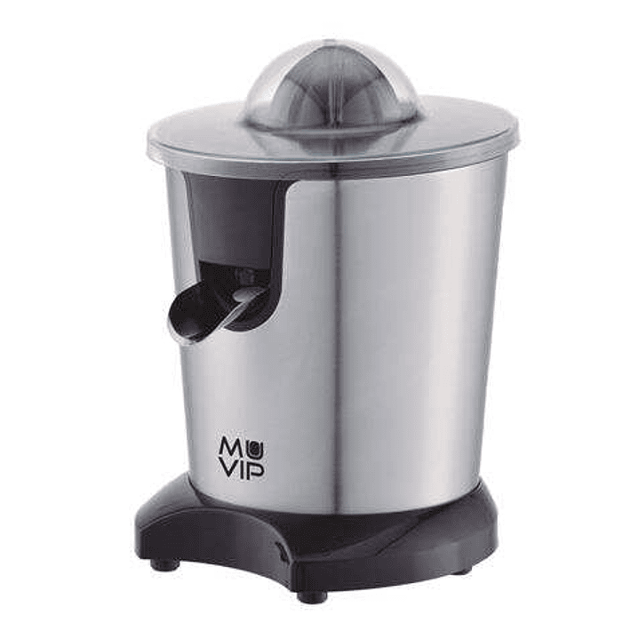 Muvip Exprimidor Electrico Inox 600W - Cuerpo y Filtro de Acero Inoxidable - Sistema Antigoteo - 2 Tamaños de Conos 1
