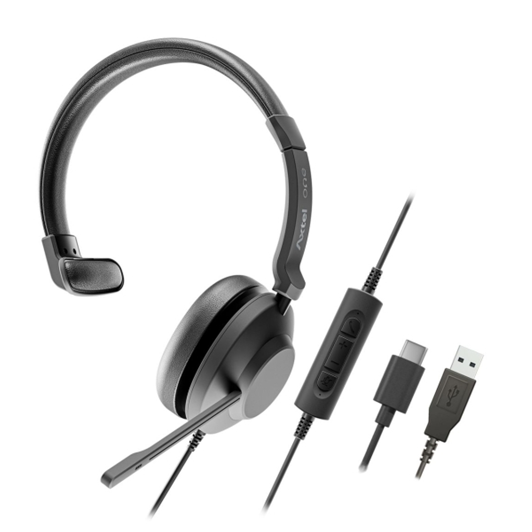 Axtel One Auriculares con Microfono USB - Conexion USB-A - Controles de Audio Integrados - Estereo 1