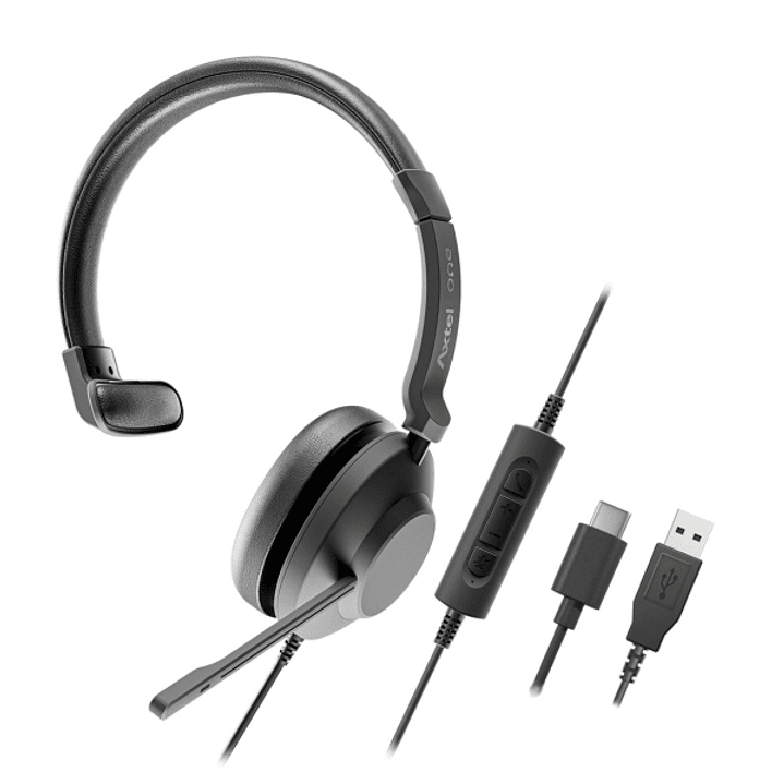 Axtel One Auriculares con Microfono USB - Conexion USB-A - Controles de Audio Integrados - Estereo 1