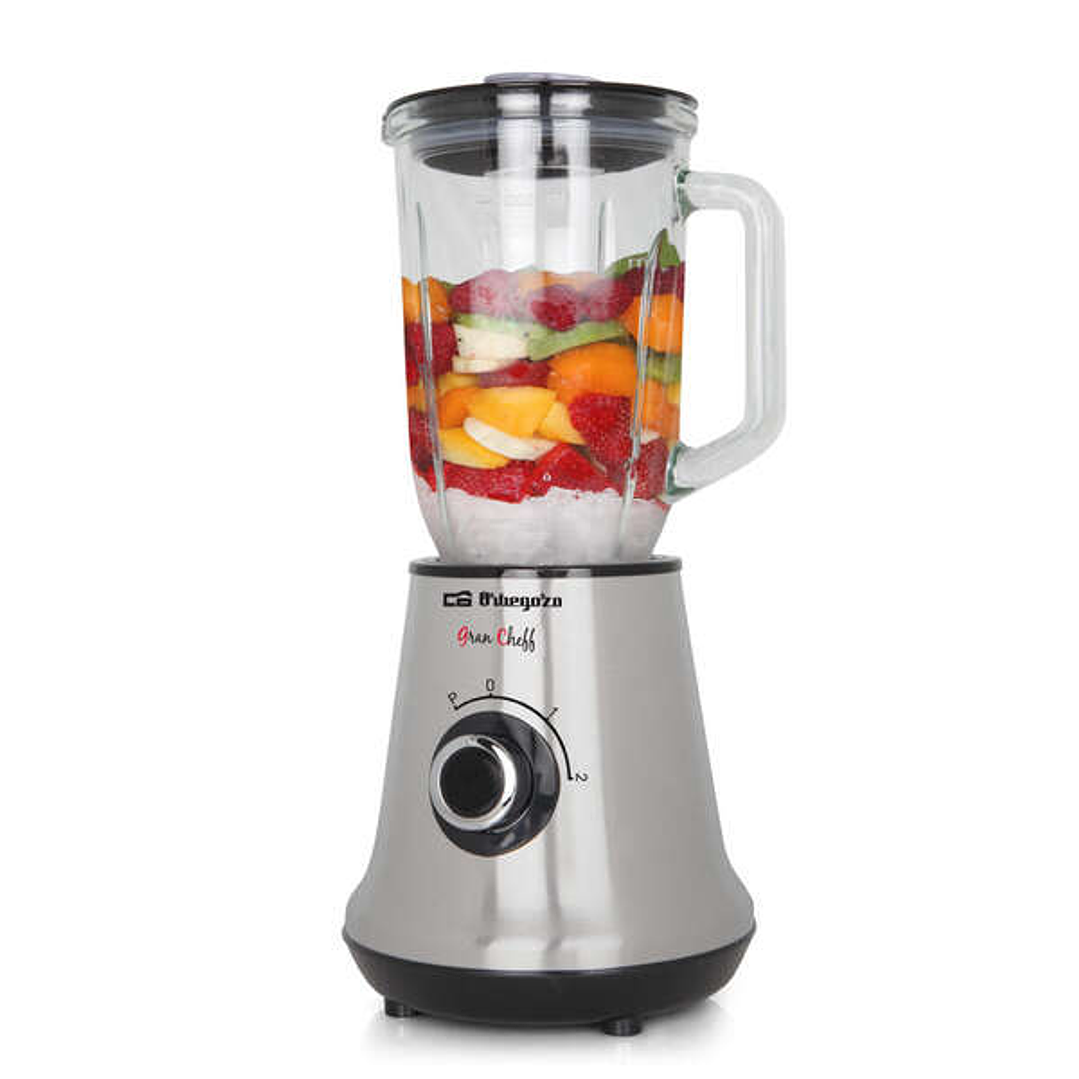 Orbegozo BV 3500 Batidora de Vaso Saludable - Jarra de Cristal 1.5L - Cuchilla Acero Inoxidable - 2 Velocidades - Potencia 500W 1