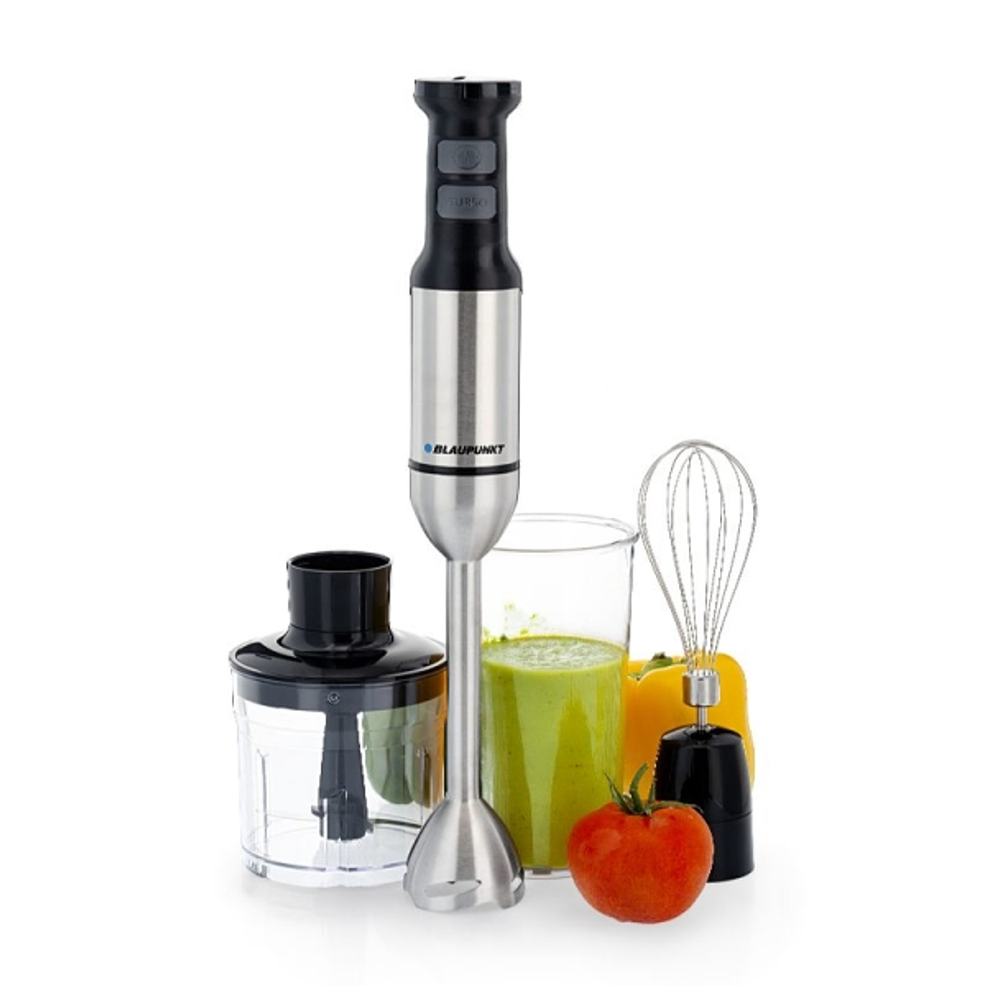 Blaupunkt Batidora de Mano - Potencia 1500W - Picadora 500ml - Vaso de 1 Litro - Varilla Montaclaras - Cuchillas de Acero Inoxidable - Modo Turbo - Co 1