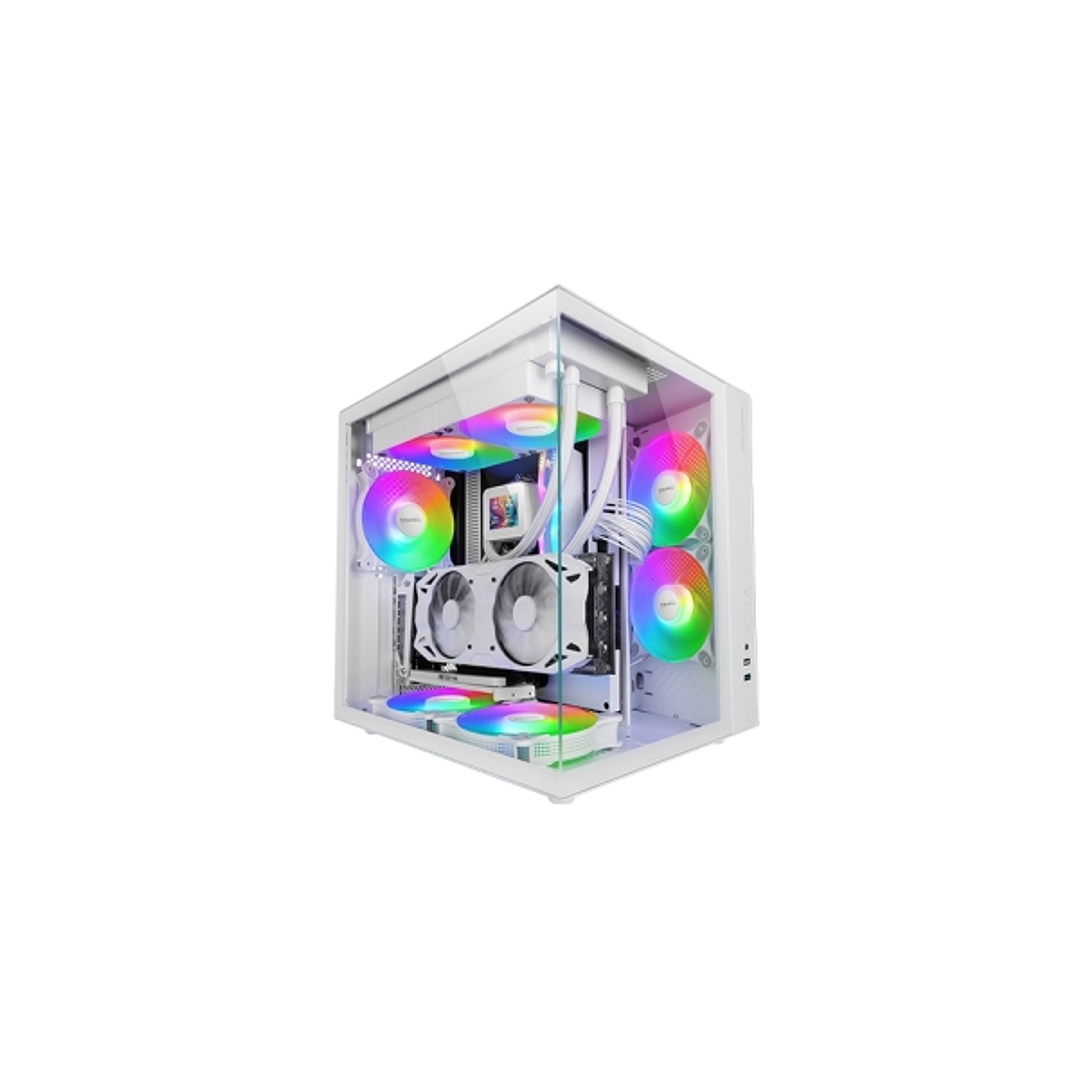 Mars Gaming MCV-ONE Caja Torre ATX - Ventilador de 120mm FRGB Integrado - Cristal Templado Curvo Continuo - Doble Camara - 7 Ranuras de Expansion - 34 1