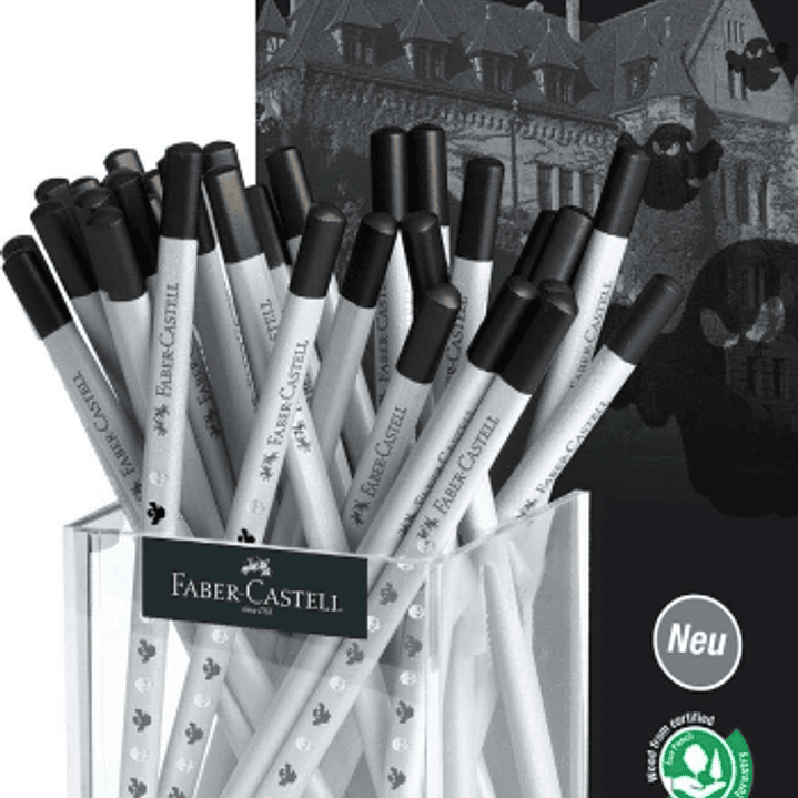 Faber-Castell Expositor con 36 Lapices de Grafito HB Diseño Halloween - Mina Resistente a la Rotura - Cuerpo Decorado con Calaveras y Fantasmas 1
