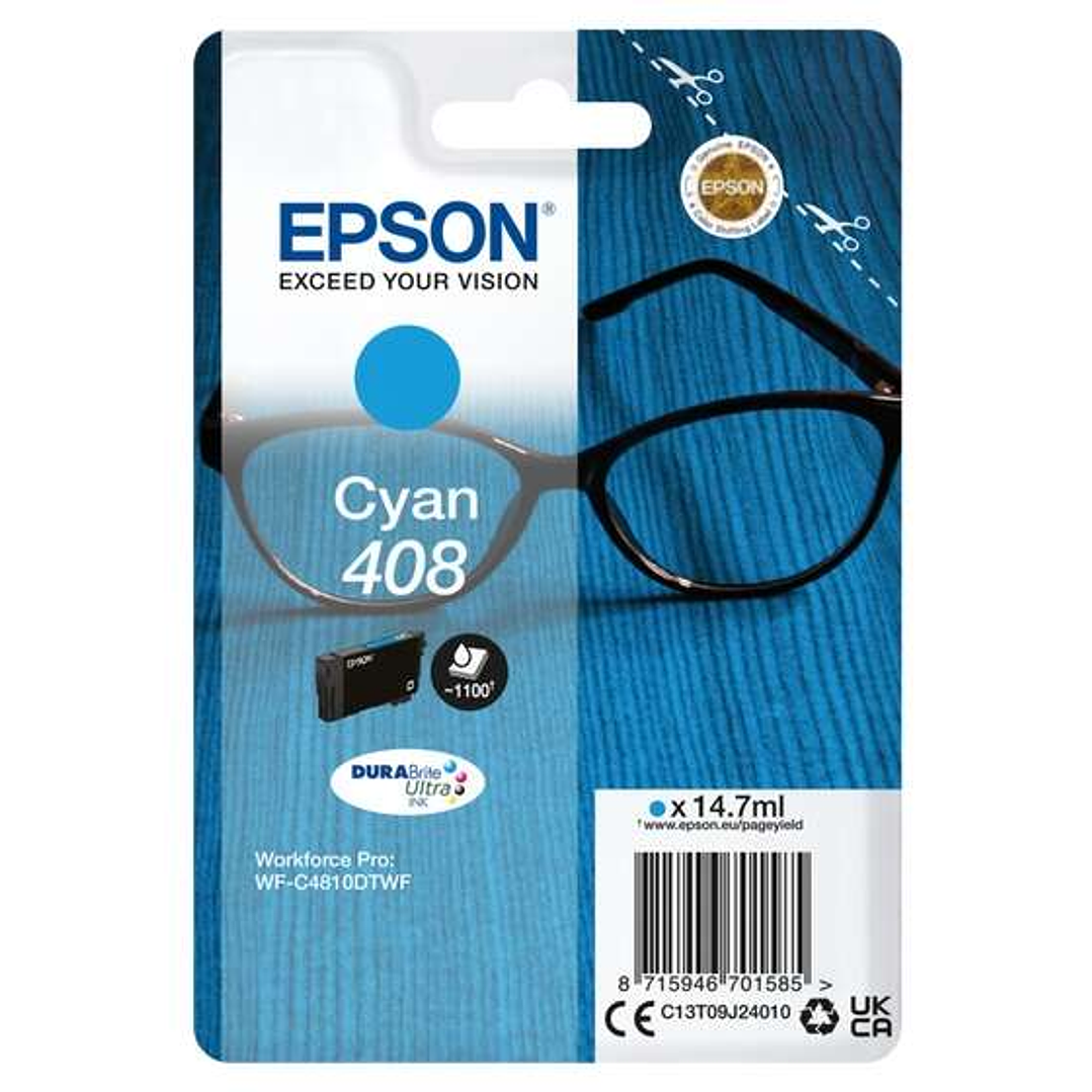 Epson 408 Cyan Cartucho de Tinta Original - C13T09J24010 1