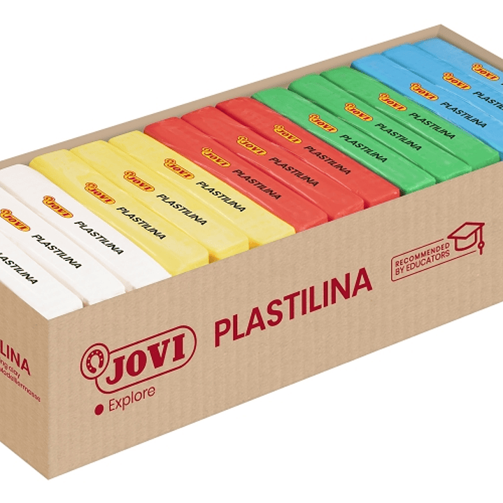 Jovi Expositor de 15 Pastillas de Plastilina 350gr Colores Basicos - 100% Vegetal - Muy Moldeable - No Se Seca - Color Surtido 1