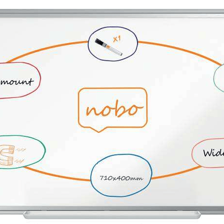 Nobo Premium Plus Pizarra Magnetica de Acero Lacado Panoramica 710x400mm - Montaje en Esquina - Blanco 1