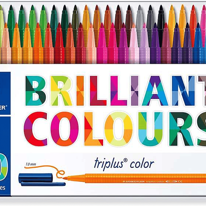 Staedtler Triplus Color 323 Pack de 50 Rotuladores de Punta Fina - Trazo 1mm Aprox - Tinta Base de Agua - Colores Surtidos 1