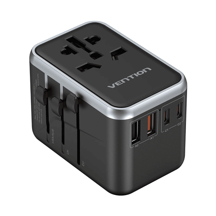 Vention Cargador de Viaje Universal GaN - 2xUSB-C, 2xUSB-A - 65W - Color Negro 1