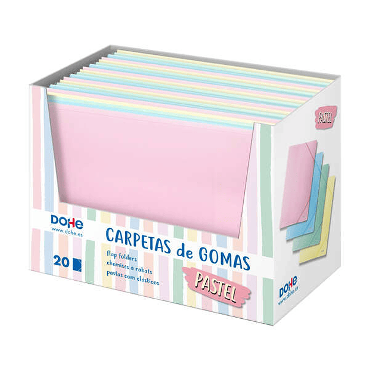 Dohe Expositor de Carpetas de Gomas Tamaño A4 - 20uds - Polipropileno de 600 Micras - Colores Surtidos 1
