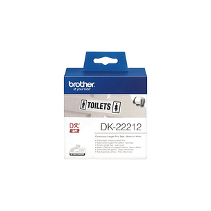 Brother DK22212 - Etiquetas Originales de Tamaño personalizado - Ancho 62mm x 15,24 metros - Texto negro sobre fondo blanco