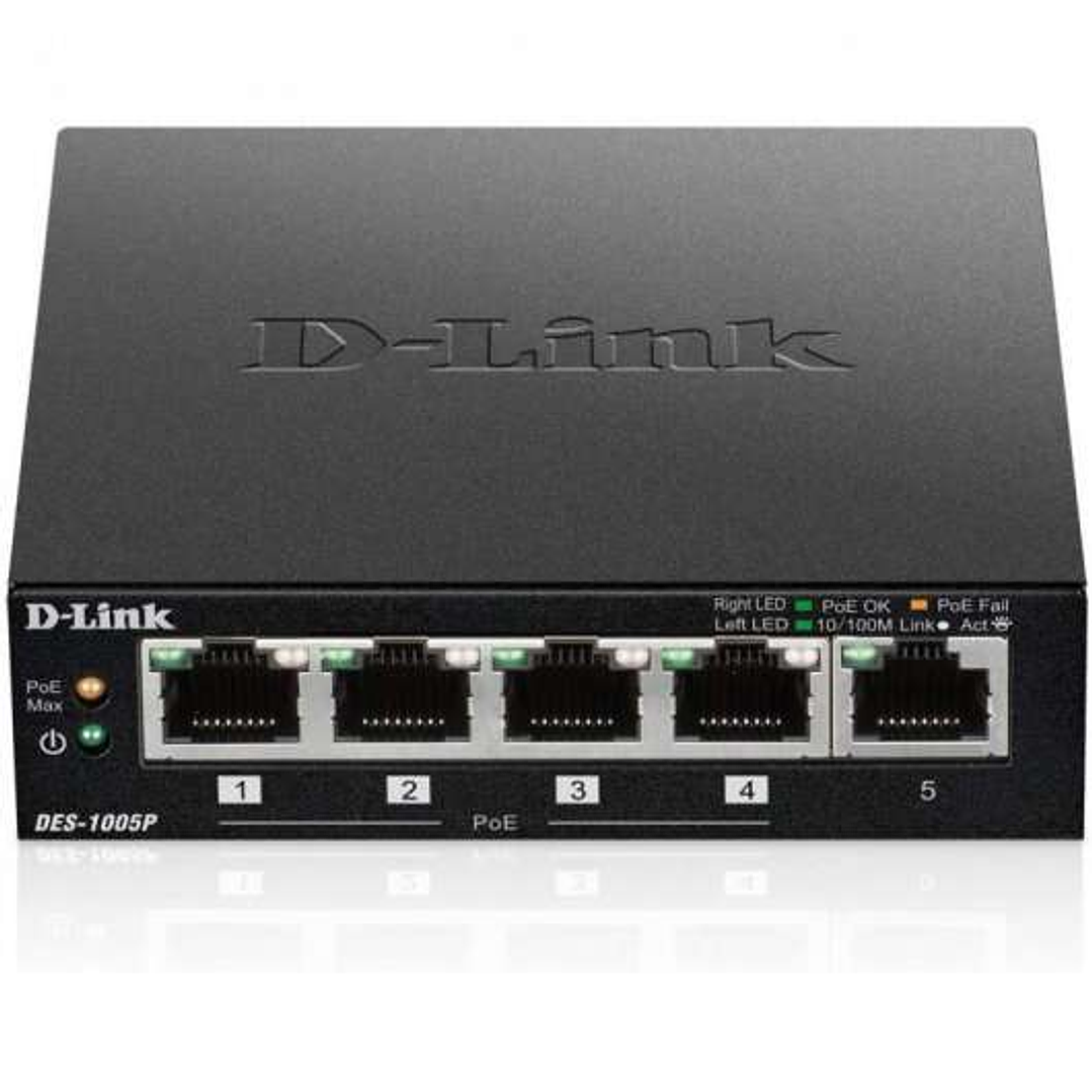 D-Link Switch 5 Puertos Fast Ethernet 1 Puerto Habilitado para PoE 1