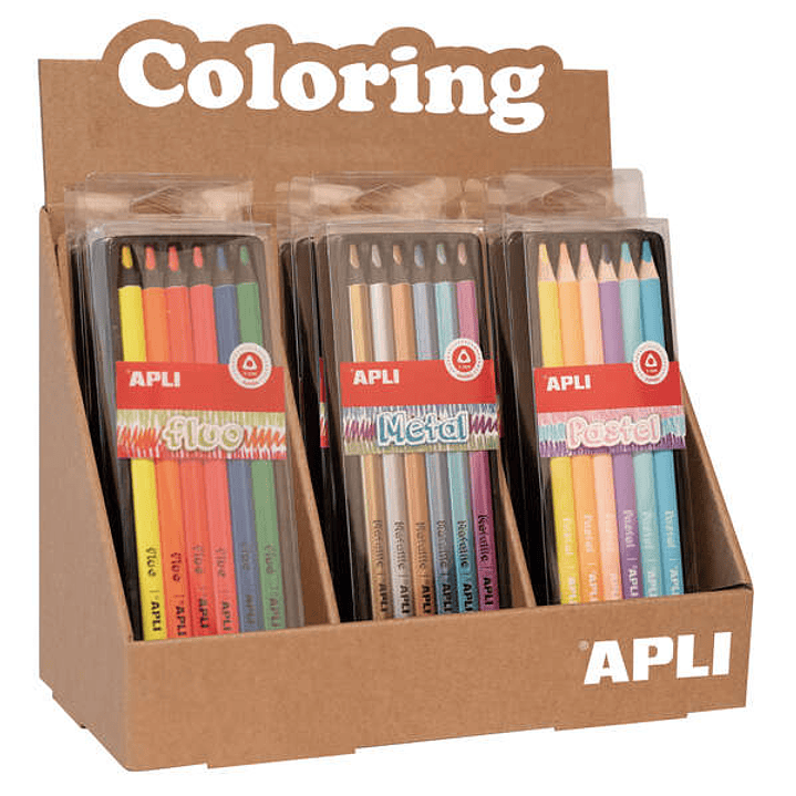Apli Jumbo Set de Lapices - 5mm de Grosor - 12 Cajas Surtidas con 6 Lapices Cada Una - Fluo, Metal y Pastel 1