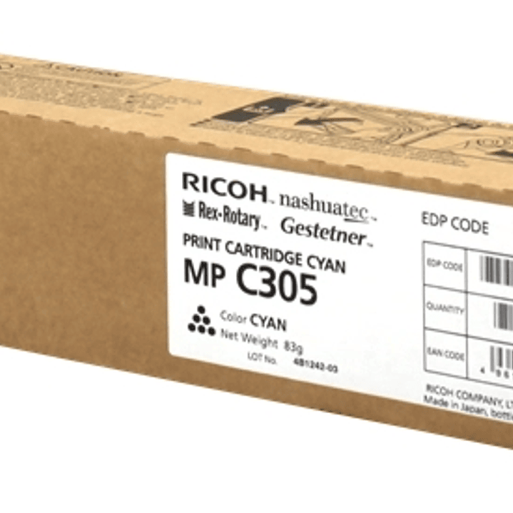 Ricoh Aficio MP-C305/MP-C305SPF Cyan Cartucho de Toner Original - 842082/841595/MPC305E 1