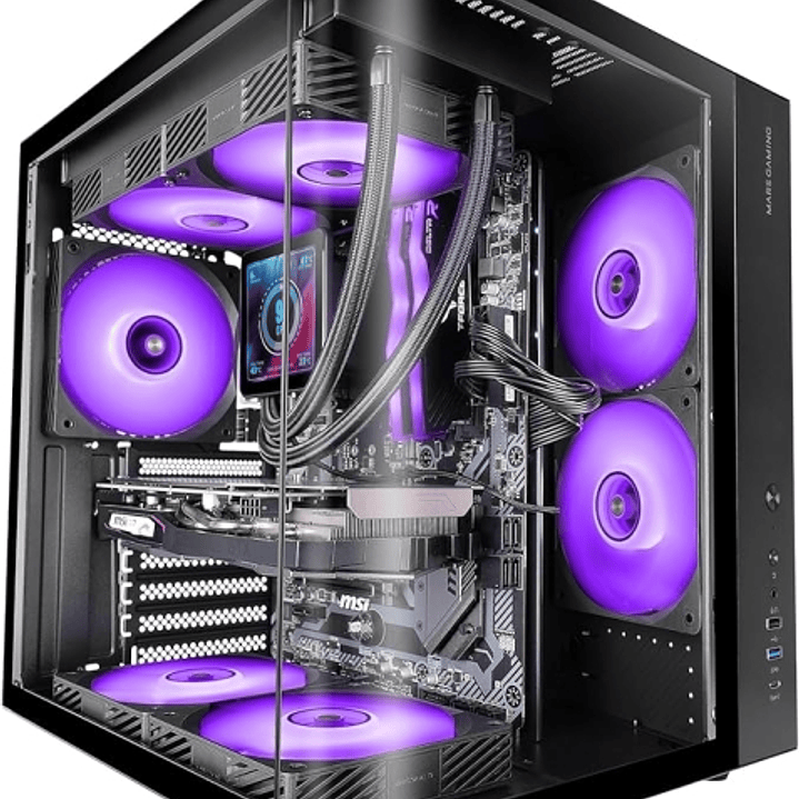 Mars Gaming MC-CURV Caja Torre ATX - Cristal Templado Curvo Continuo - Doble Camara - Conectividad USB-C y USB 3.0 - 7 Ranuras de Expansion - 343x286x 1