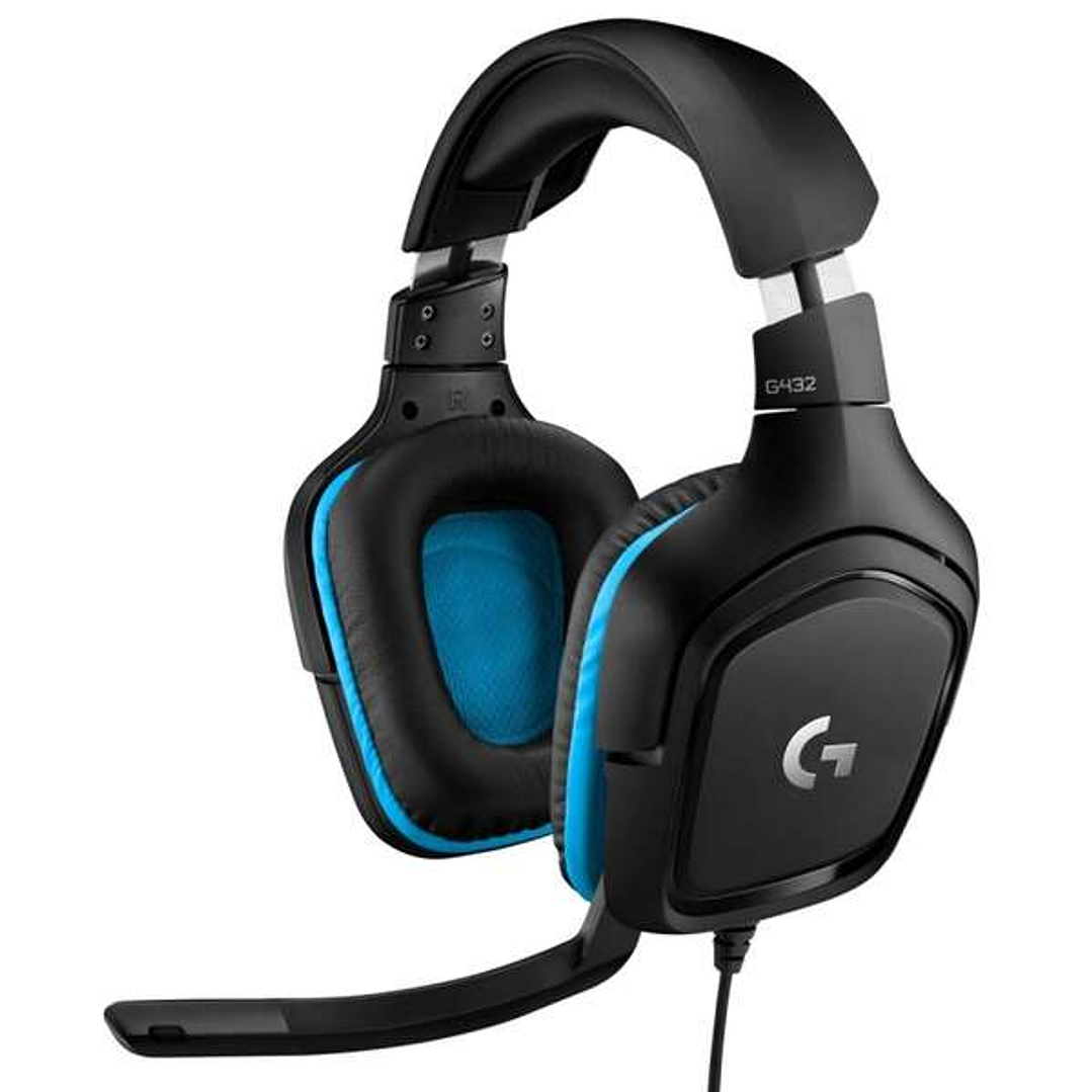 Logitech G432 Auriculares Gaming USB DTS 7.1 con Microfono - Microfono Plegable - Diadema Ajustable - Almohadillas Acolchadas - Altavoces de 50mm - Ca 1