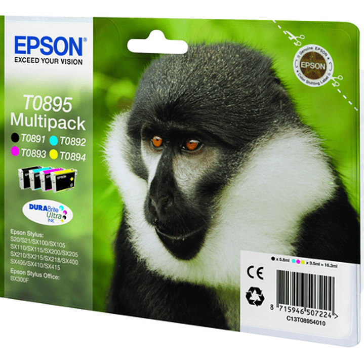 Epson T0895 Pack de 4 Cartuchos de Tinta Originales - C13T08954010 1