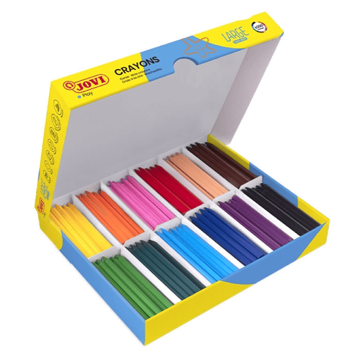 Jovi Large Easy Grip Caja de 300 Ceras Plasticas Hexagonales - Uso en Papel y Cartulina - No Manchan - No Ruedan - Ideal para Escuelas Infantiles - Co 1