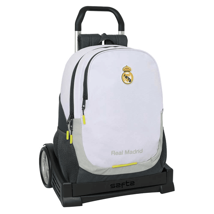Safta Real Madrid Mochila de 22.5L con Carro Evolution Integrado - Portabotellas - Extraible para Limpieza - Carro de PP, Acero y PVC - 32x44x16cm - C 1