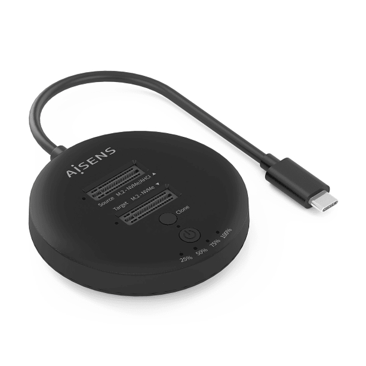Aisens ASDS-2M2N05 Estacion de Docking de Doble Bahia M.2 NVME a USB-C 3.2 Gen2x2 - Clone - Color Negro 1