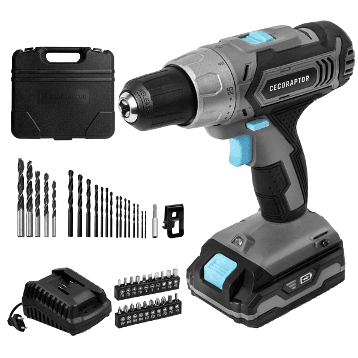 Cecotec CecoRaptor Perfect Drill 2020 Advance Taladro Atornillador - Torque 46Nm - 1550rpm - Bloqueo de Husillo Automatico - Bateria 2Ah 20V - Luz LED 1