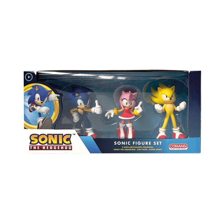 Comansi Set Super Sonic 3 Figuras - Super Sonic, Sonic y Amy Rose - Coleccionable - Regalo Gamer 1