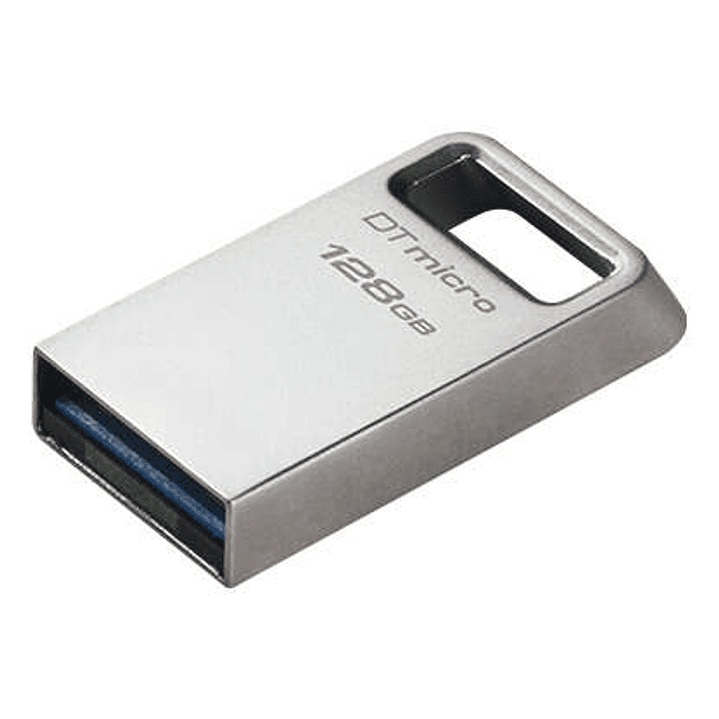 Kingston DataTraveler Micro Memoria USB 128GB - USB 3.2 Gen 1 - Ultracompacta y Ligera - Enganche para Llavero - Cuerpo Metalico (Pendrive) 1