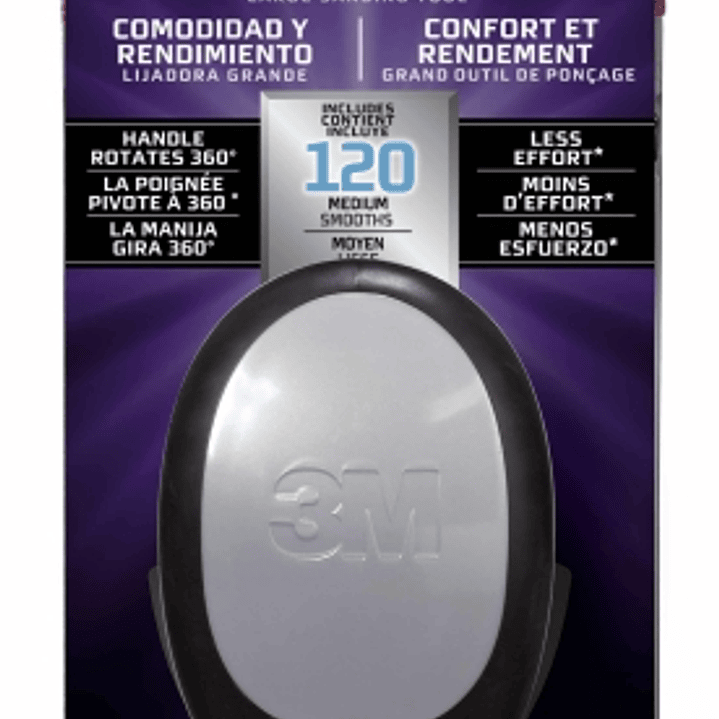 3M Pro Grade Precision Comfort & Performance Herramienta Manual de Lijado - Formato Grande - 9.3x17.7cm - Color Negro/Gris 1