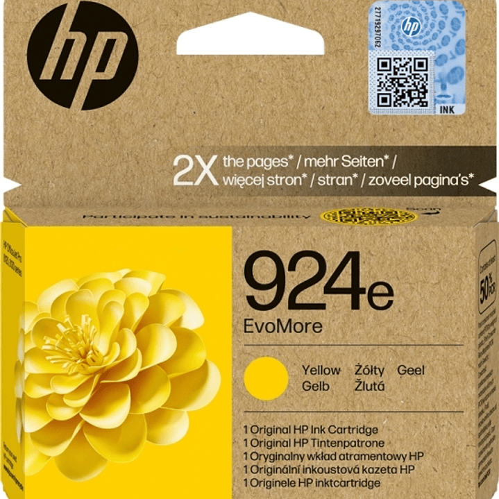 HP 924e XL Amarillo Cartucho de Tinta Original - 4K0U9NE 1