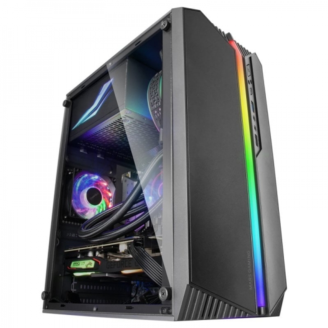 Mars Gaming MC-S1 Caja Compacta Gaming - Iluminacion ARGB 12 Modos - Ventana Lateral Completa - Refrigeracion Avanzada - Compatible Micro-ATX/Mini-ITX 1