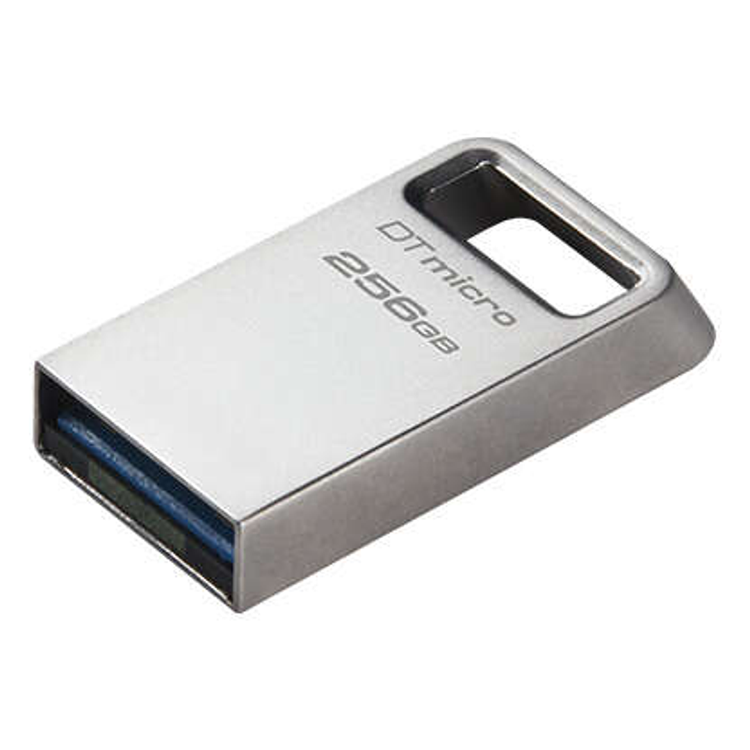Kingston DataTraveler Micro Memoria USB 256GB - USB 3.2 Gen 1 - Ultracompacta y Ligera - Enganche para Llavero - Cuerpo Metalico (Pendrive) 1