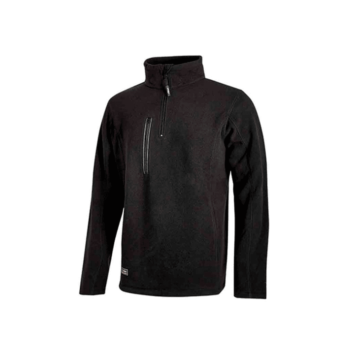 Upower Bering Sudadera de Trabajo con Medio Cremallera - Talla S - Durabilidad y Confort, Proteccion DPI1, Material 100% Poliester - Color Negro Carbo 1